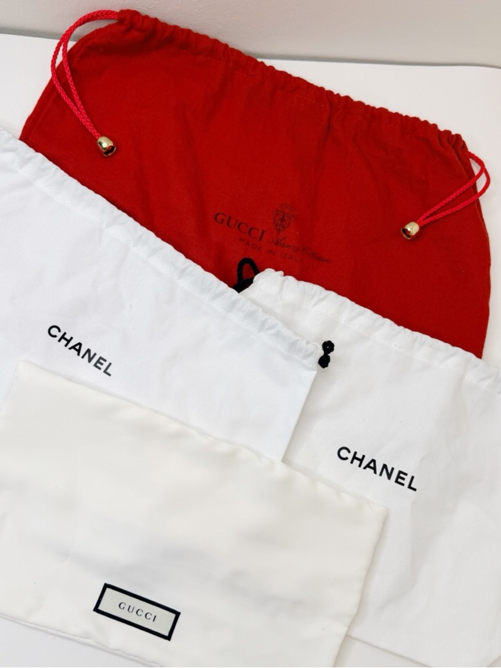 Lot of 4 Authentic Chanel & Gucci Dust Bags Lot 2 Gucci, 2 Chanel - Picture 1 of 15